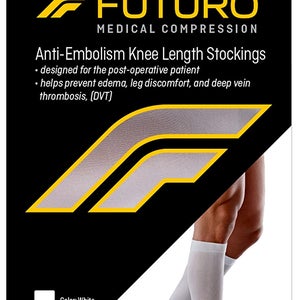 FUTURO Anti-Embolism Knee Length Stockings, Medium, White, Moderate (18 mm/Hg)