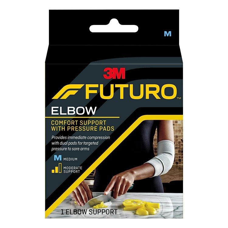 FUTURO Comfort Elbow with Pressure Pads, Personalized Adjustment Straps, Medium