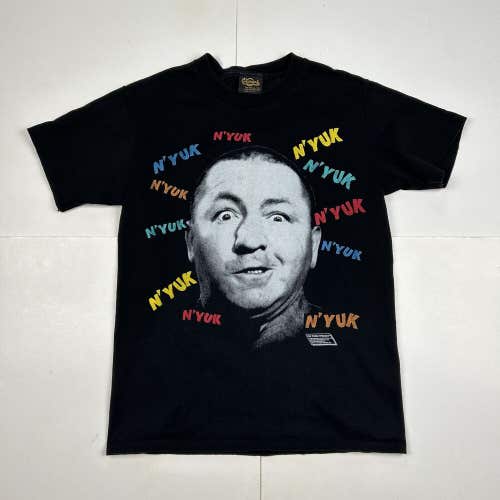 Vintage Three Stooges Curley N'Yuk Graphic T-Shirt Changes Tag Black Sz M