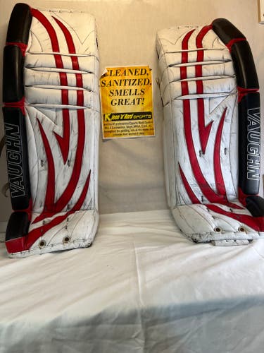 Used Vaughn V5 7800 Size 36"+2 Ice Hockey Wht-Red-Blk Goalie Leg Pads