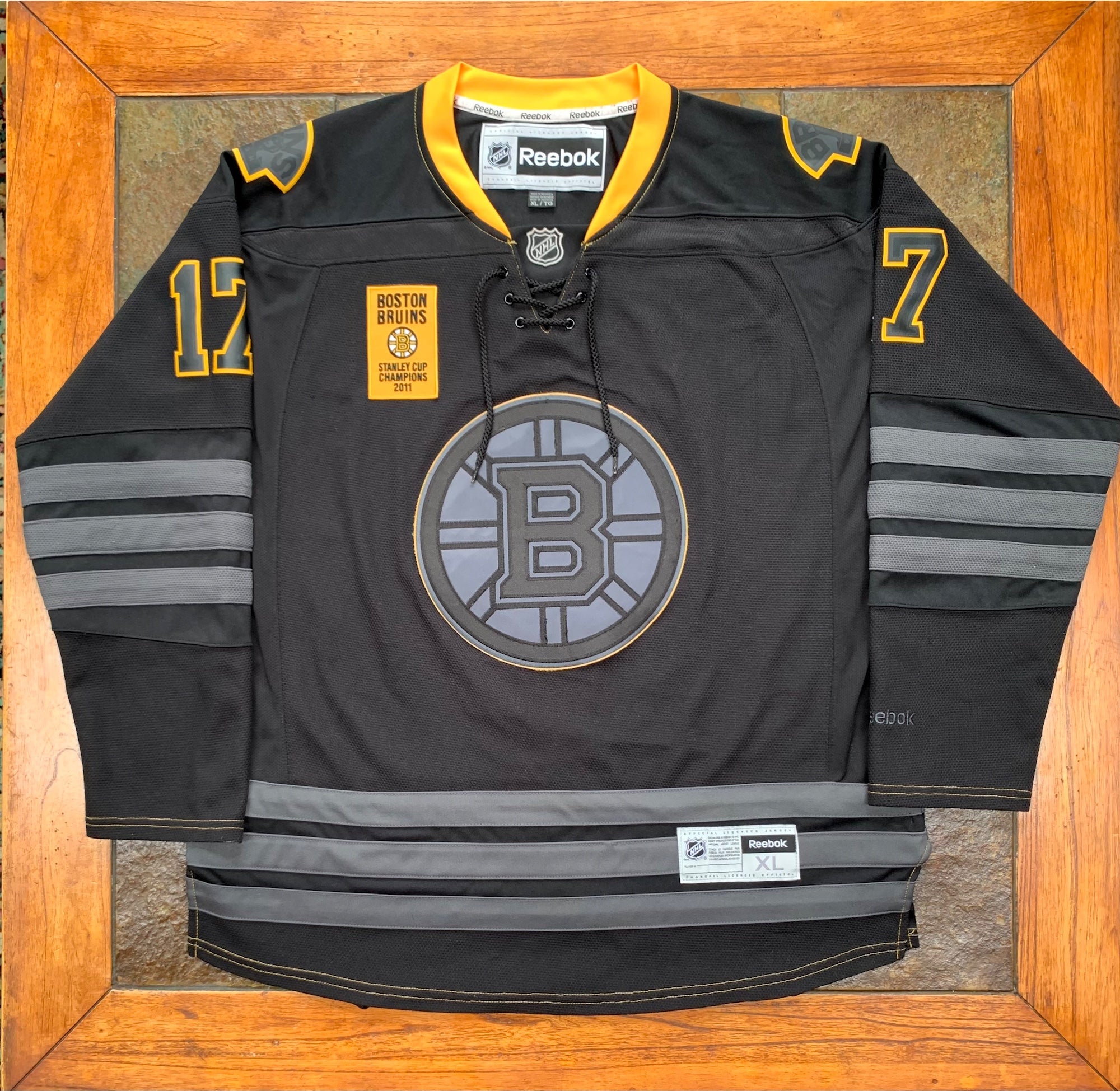 Reebok Boston Bruins Jersey Long Sleeve Shirt - Mens