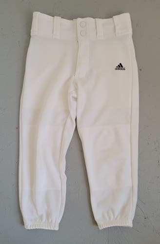 White, Adidas Baseball/Softball Pants, Youth XS, Used
