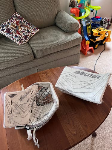Bauer total one blocker and glove