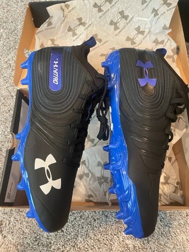 New Adult Under Armour Football Cleats Size 11.5 - UA Team Nitro Mid MC Black and Blue