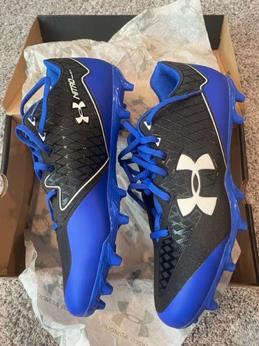 New Adult Under Armour Football Cleats - UA Team Nitro Select Low MC Black and Blue - Size 11.5