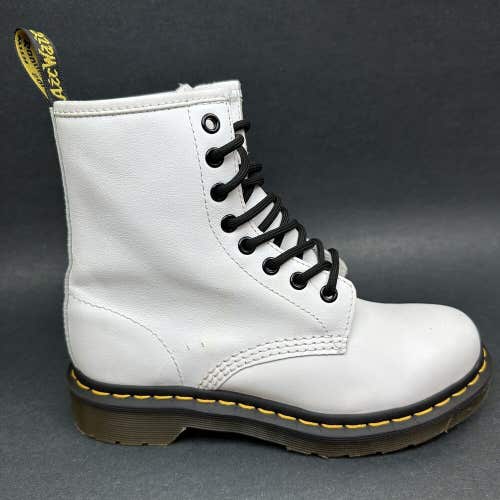 Doc Martens Boots Womens Size 6 Combat White Patent Leather Air Wair 1460W
