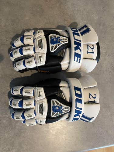 Game Used Duke Brine King IV Lacrosse Gloves 13"