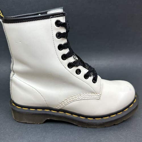 Dr. Martens 1460 Smooth Leather White Lace Up Boots 11821 Women's US Size 6