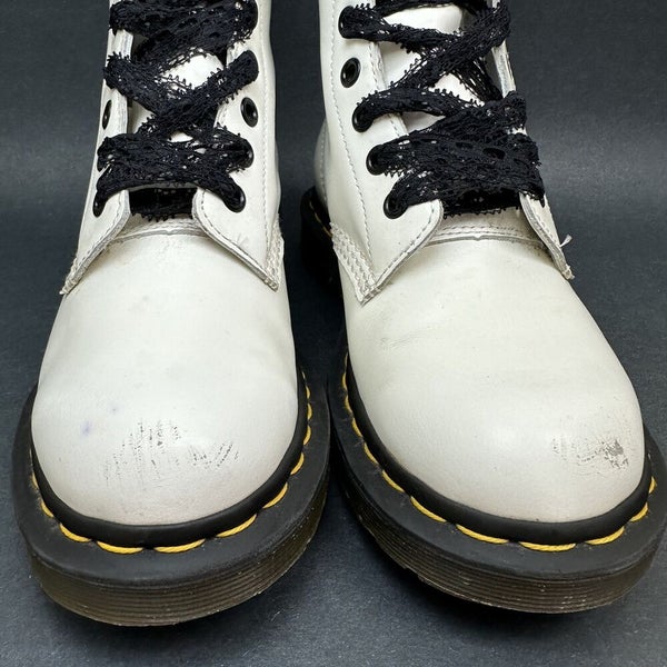 Dr. Martens 1460 Smooth Leather White Lace Up Boots 11821 Women's