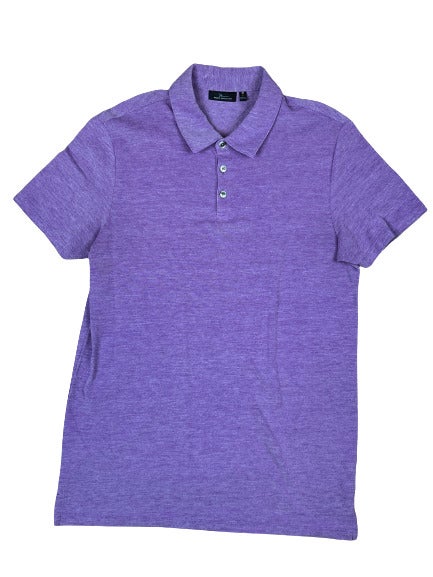 Marc Anthony Heather Purple Short Sleeve 3 Button Golf Polo Shirt Slim Fit Men M