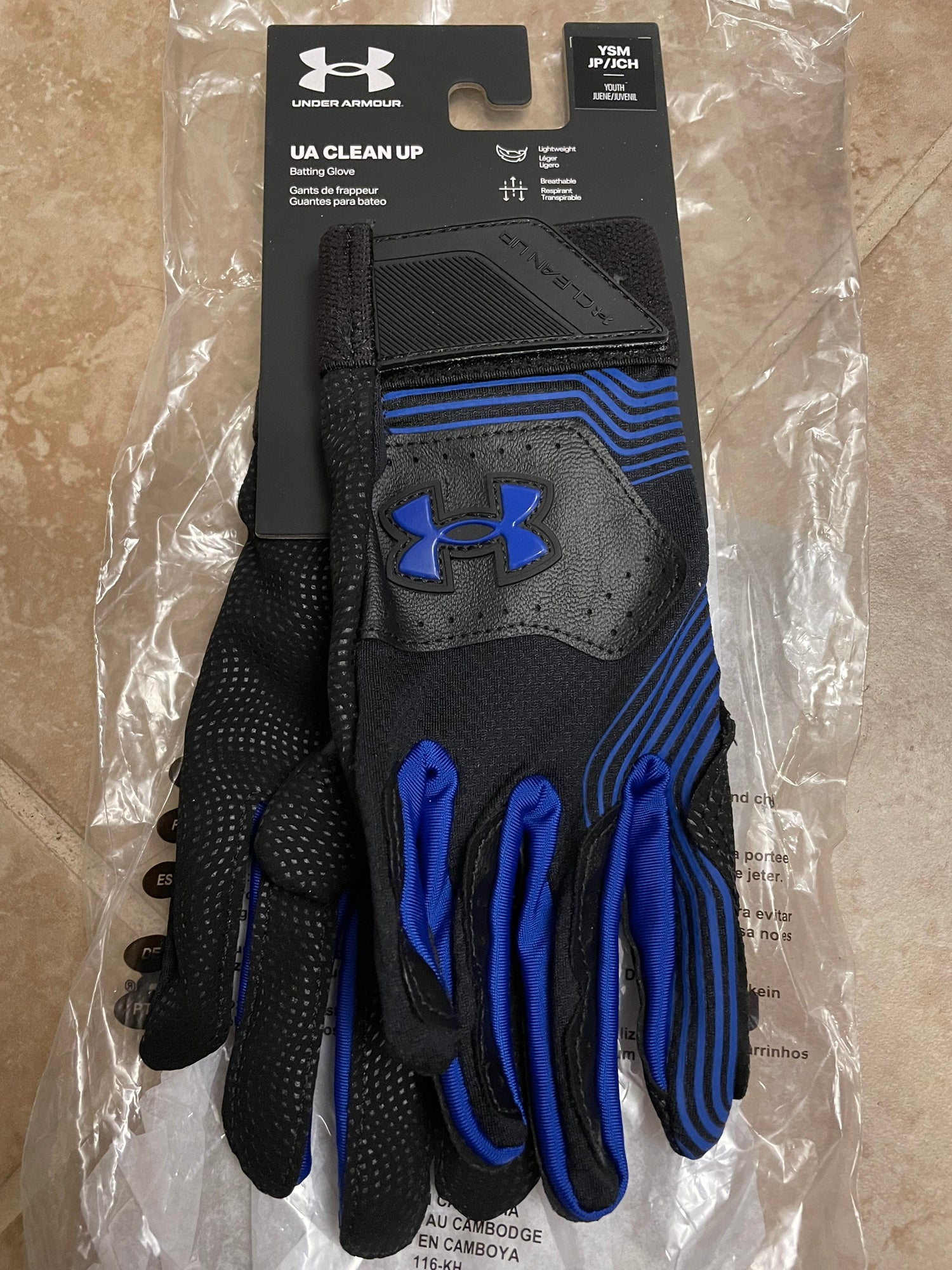 Under Amour Bryce Harper Hustle Batting Gloves Royal Blue Sz. Medium