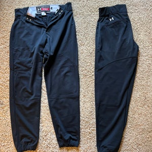 Black Used Large Under Armour Game Pants Banded Bottom