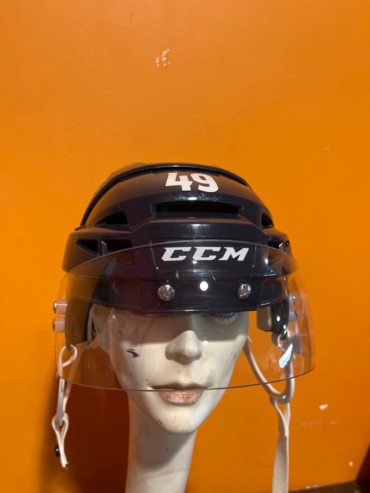 Game Used Navy CCM Vector V08 Pro Stock Helmet Colorado Avalanche Girard Small
