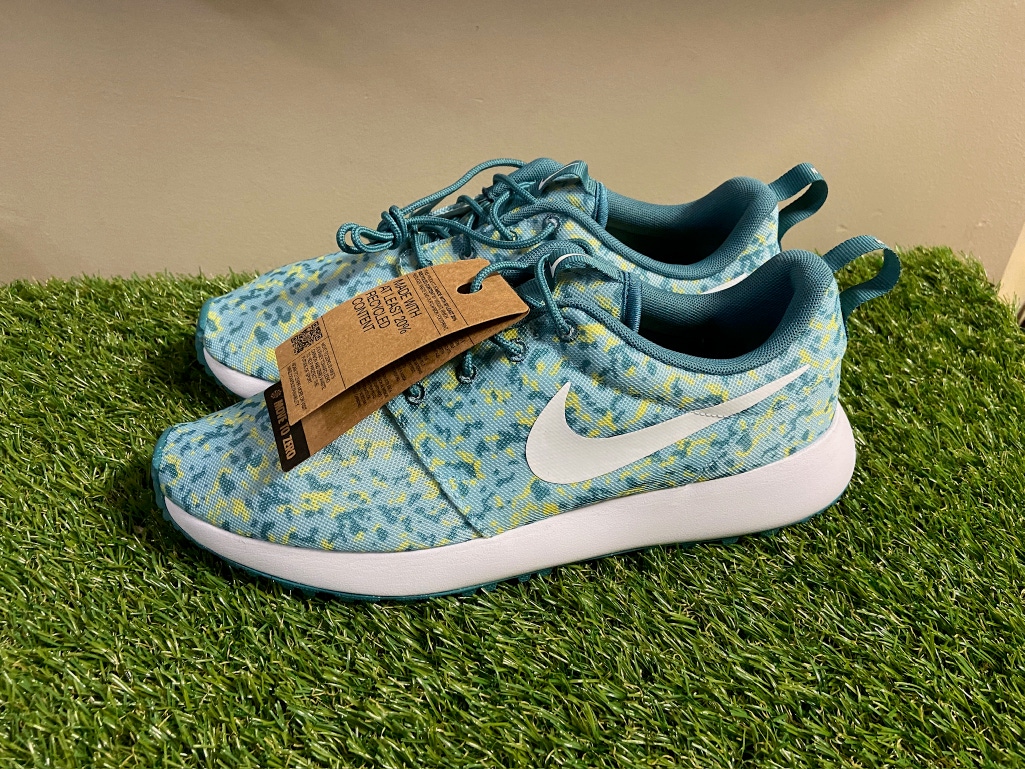 Nike Roshe G Spikeless Golf Shoes Teal Green Camo Mens 9.5 FD2599-400 NEW