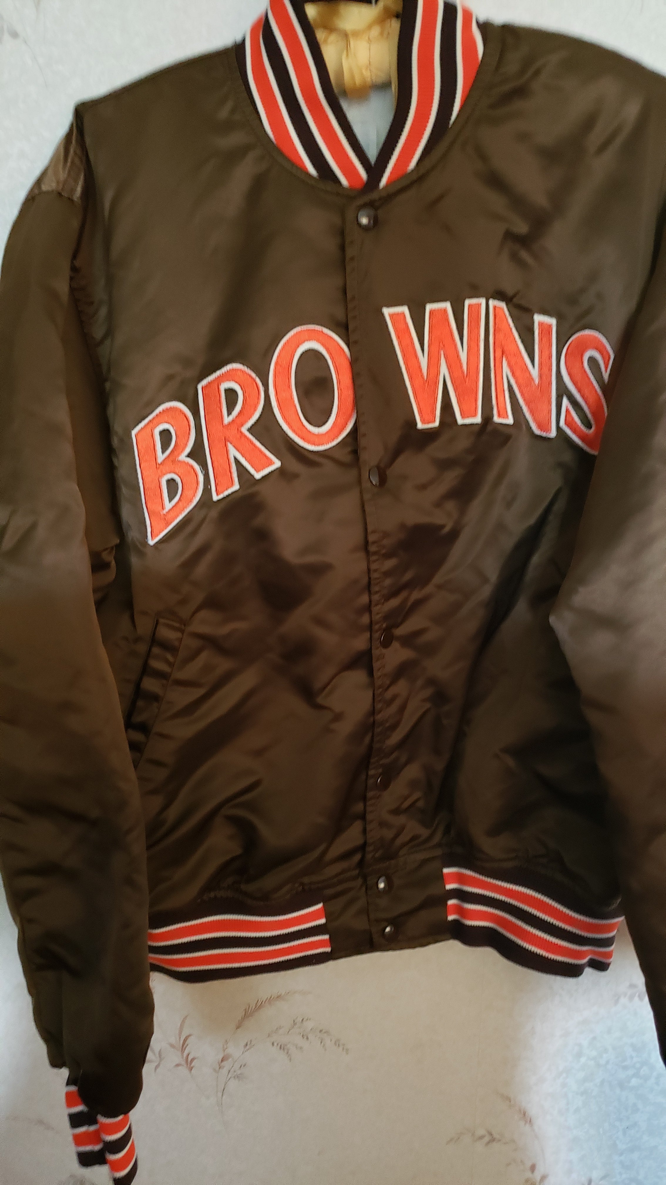 Starter NFL Cleveland Browns Satin Bomber Jacket Men's Large Authentic Pro  Line