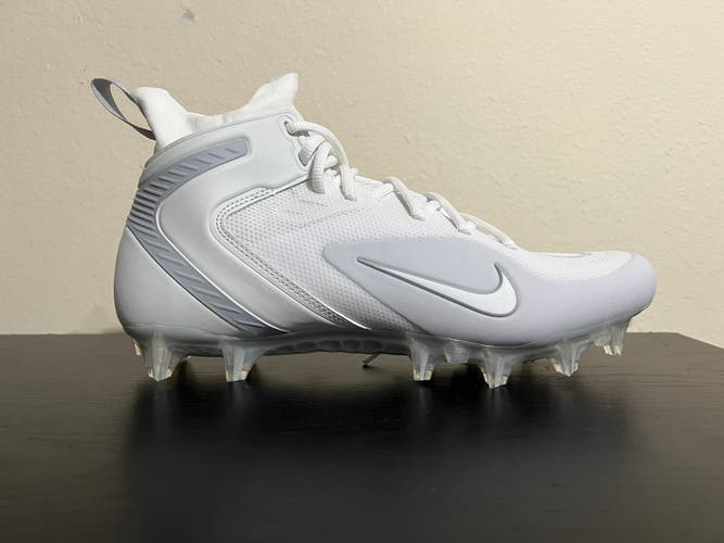 Nike Alpha Huarache 8 Elite Lacrosse Cleats White Gray Size 10.5 CW4440-110.