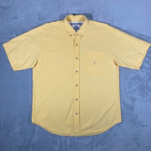 Oxford Blues Shirt Men XL Yellow Short Sleeve Nautical Pinpoint Old Navy Pussers