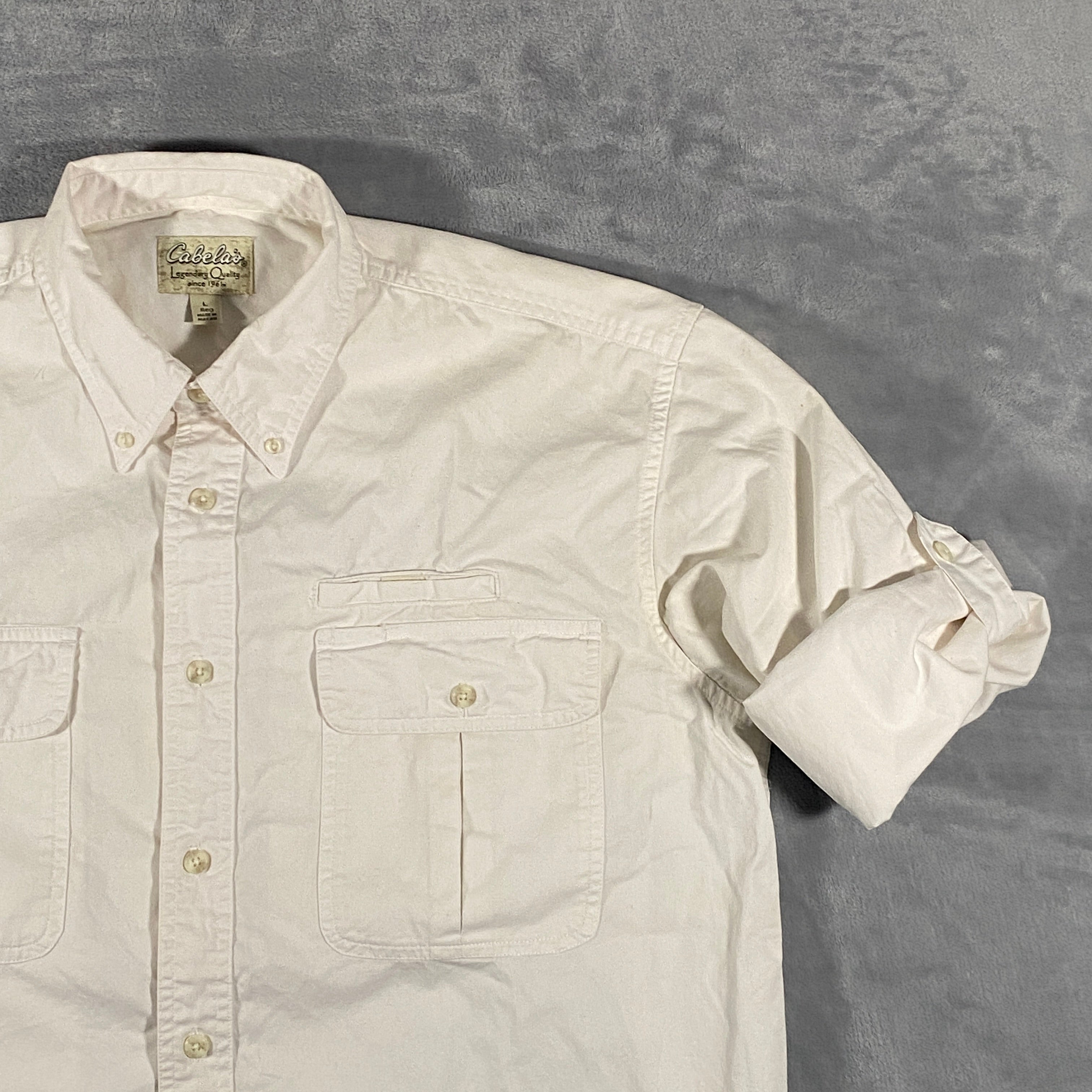 Cabela's, Shirts, Mens Cabelas Fishing Large Regular Vented Short Sleeve  Button Front Shirt