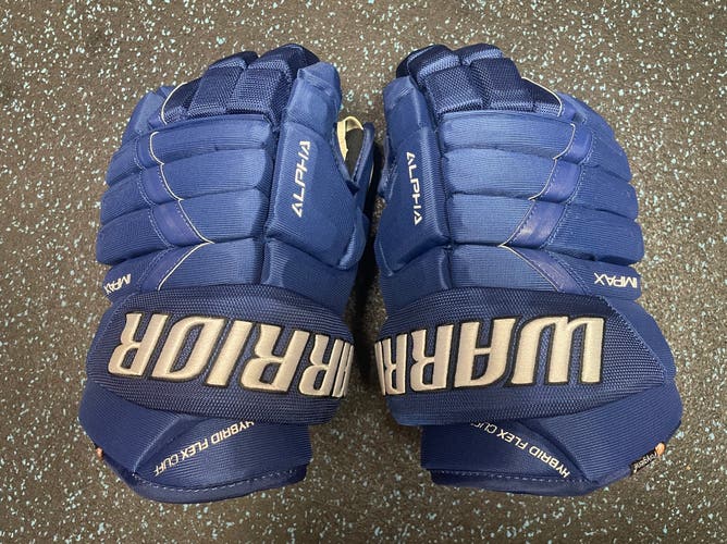 New $159 Warrior Alpha Pro Dark Royal Blue Ice Hockey Gloves 15” Senior
