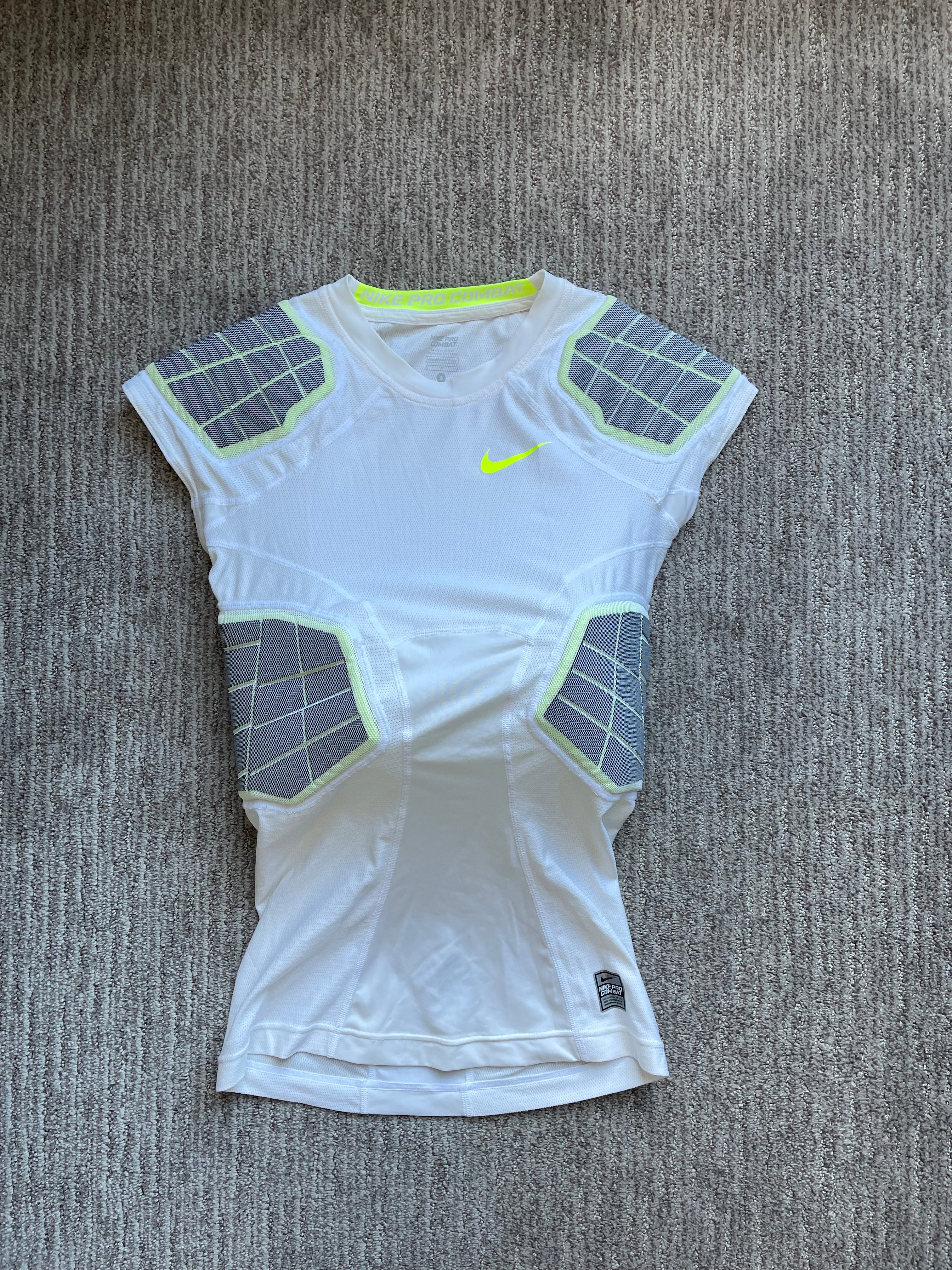 Men's Small Nike Pro Combat Hyperstrong Padded Dri Fit White Gray | SidelineSwap