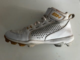 Under Armour Bryce Harper White Black Molded Baseball Cleats High Top Youth  6Y