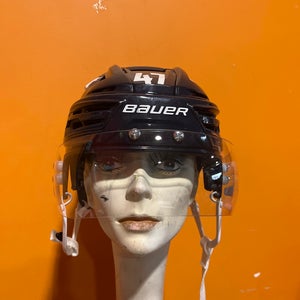 Game Used Navy Bauer Re-AKT 150 Pro Stock Helmet Colorado Avalanche Galchenyuk Small