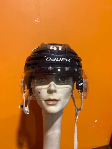 Game Used Navy Bauer Re-AKT 150 Pro Stock Helmet Colorado Avalanche Galchenyuk Small