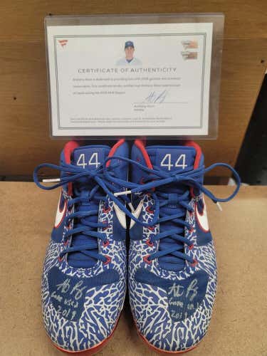 Nike Chicago Cubs ANTHONY RIZZO GAME USED 2019 Cleats 3 Auto w/Purchase W/COA