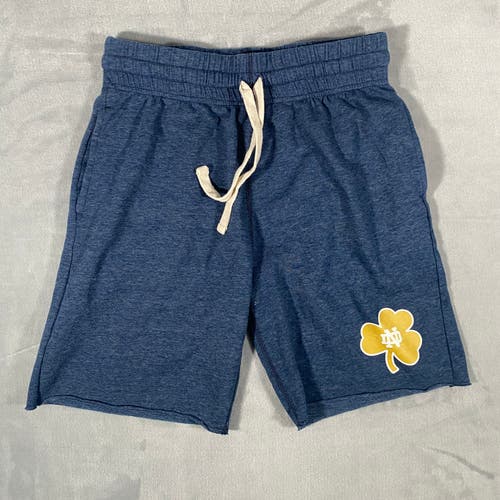 Vintage Notre Dame Shorts Mens Medium 9" Blue Gold Fleece Fighting Irish Sports