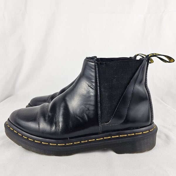 Martens Bianca Black Polished Leather Chelsea Ankle Boot Size 6