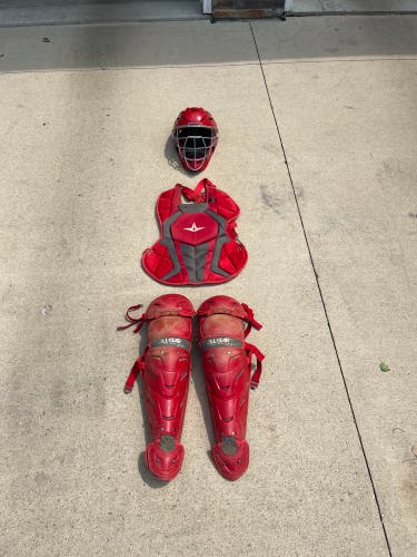 Red and Grey all star system 7 intermediate’s catcher gear