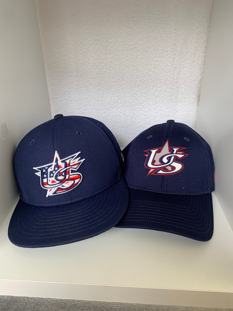 Set of two New Era USA Baseball Hats Fitted 7 1/4 And SnapBack