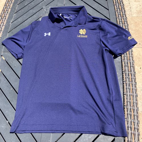 Notre Dame Men's Lacrosse Team Issued Blue New Large Men's Under Armour Shirt