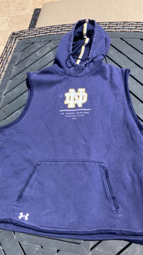 Notre Dame Men's Lacrosse Blue Used Men's XL Under Armour Sleeveless Hoodie