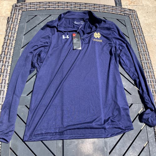 Notre Dame Men's Lacrosse Blue New Large Men's Under Armour Quarter Zip