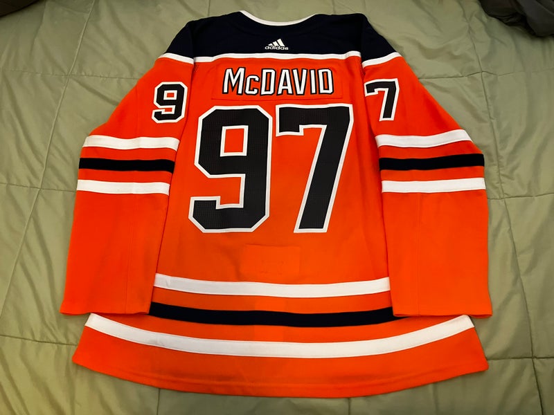 ORANGE-PRO-54 CONNOR McDAVID EDMONTON OILERS ADIDAS CLIMALITE AUTHENTIC  JERSEY