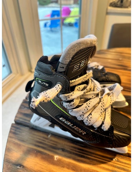 Junior Used Bauer Elite Hockey Goalie Skates Regular Width Size 1