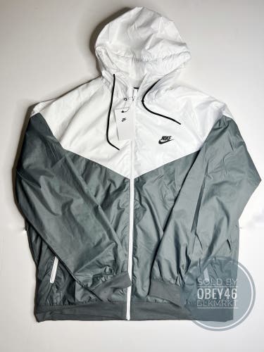 Nike Sportswear Windrunner  Smoke Gray/White Hooded Jacket  2XL
