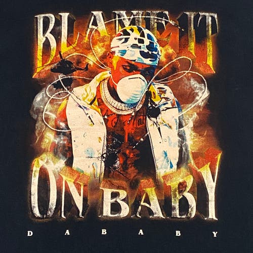 DaBaby T Shirt Mens Medium Black Short Sleeve Blame It On Baby Hip Hop Album