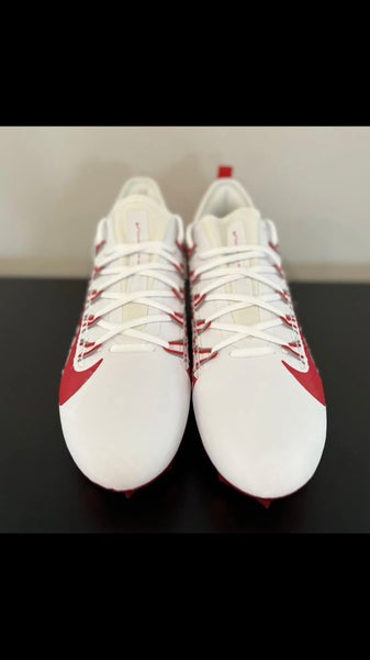 Size 12 Nike Alpha Huarache 7 Pro Low Lacrosse Cleats White OHIO STATE PE