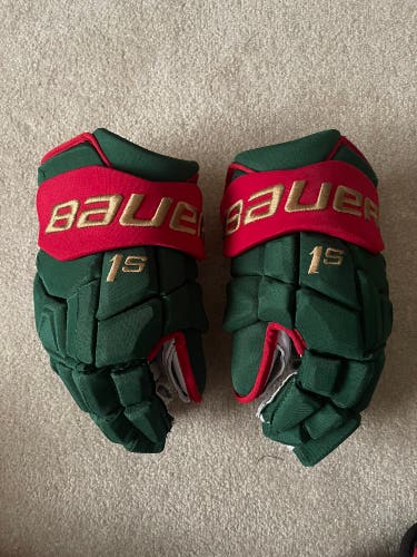 NEW Bauer Pro Stock 14” Supreme 1S Digital Palms Minnesota Wild Gloves