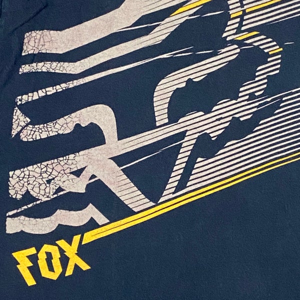 Vintage Y2K FOX Racing T Shirt Men Large Blue Short Sleeve FOX Head SPEED Logo