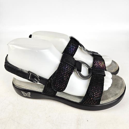 Alegria Julie JUL 582 Comfort Walking Sandals Black Mermaid Sparkle Size: 38 / 8