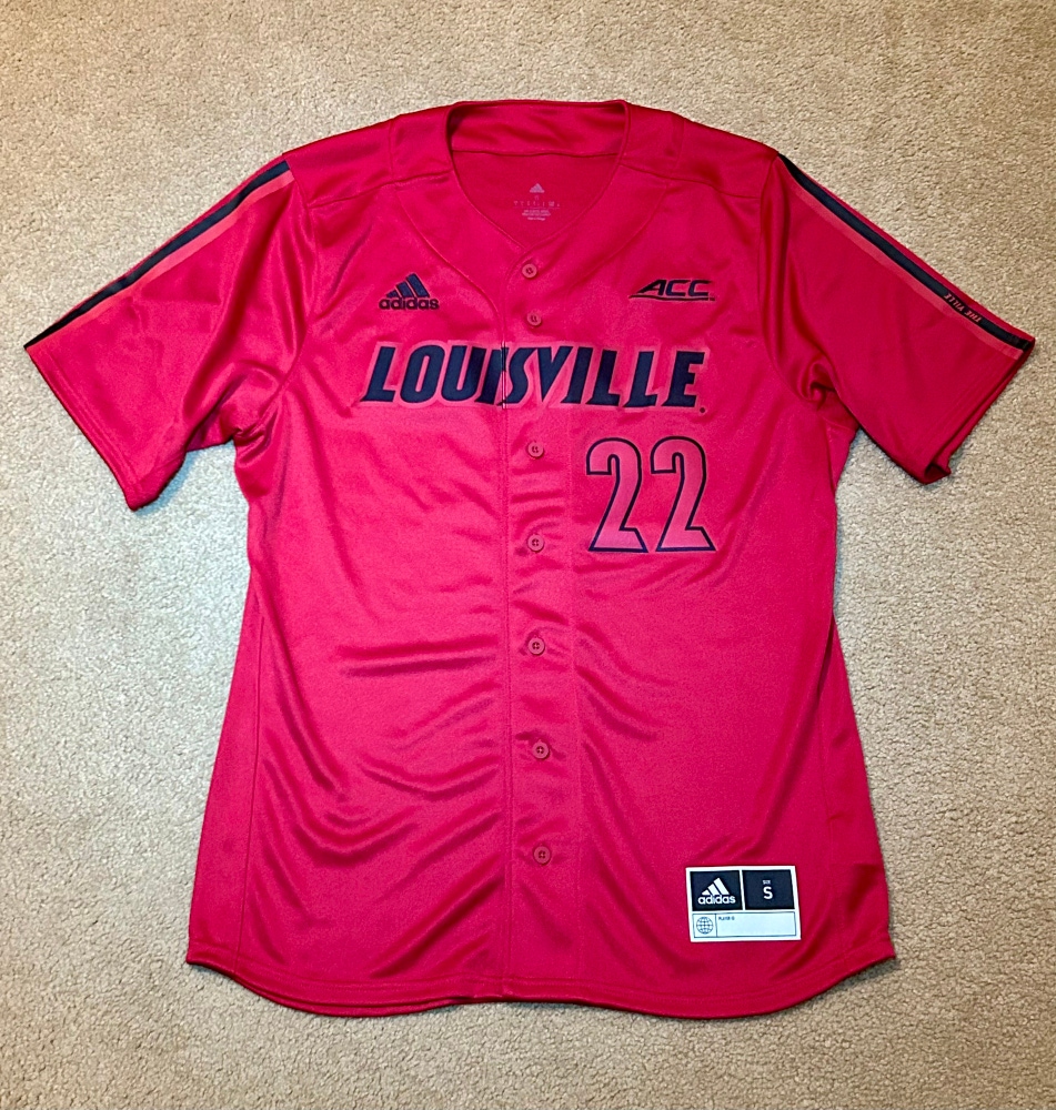 Adidas Louisville Cardinals Button Up #22 Baseball Jersey Red Away - Men’s Small