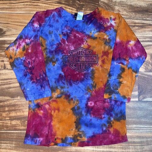 Vintage Harley Davidson 2005 Tie Dye T-Shirt Womens Size Small S - USA Made