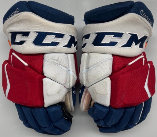 CCM JETSPEED PRO STOCK HOCKEY GLOVES 14" NHL/ AHL USED CLENDENING(10344)