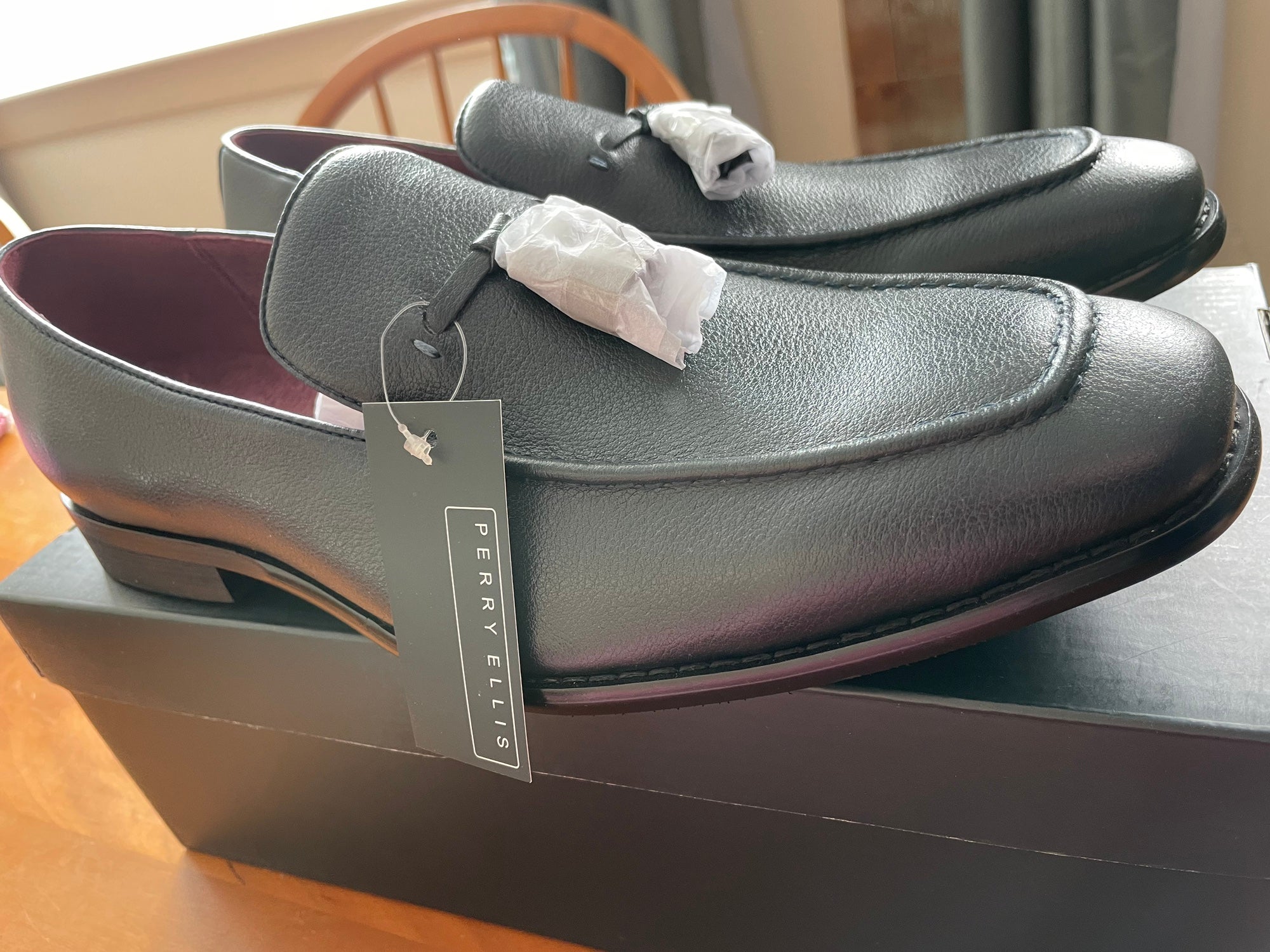Brand New With Tags Men's 11 Perry Ellis Navy Blue Dress Shoes Loafers | SidelineSwap