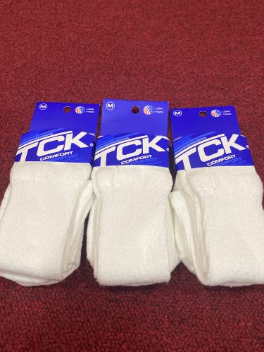 3 Pack White New Medium  Skates Socks Item#WSP3