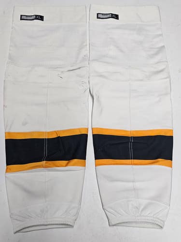 REEBOK EDGE CUSTOM HOCKEY SOCKS BOSTON BRUINS WHITE PRO STOCK NHL X-LARGE XL USED(10717)