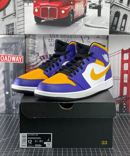Nike Air Jordan 1 Mid Lakers Purple Yellow Taxi DQ8426-517 Men’s Size 12 NEW